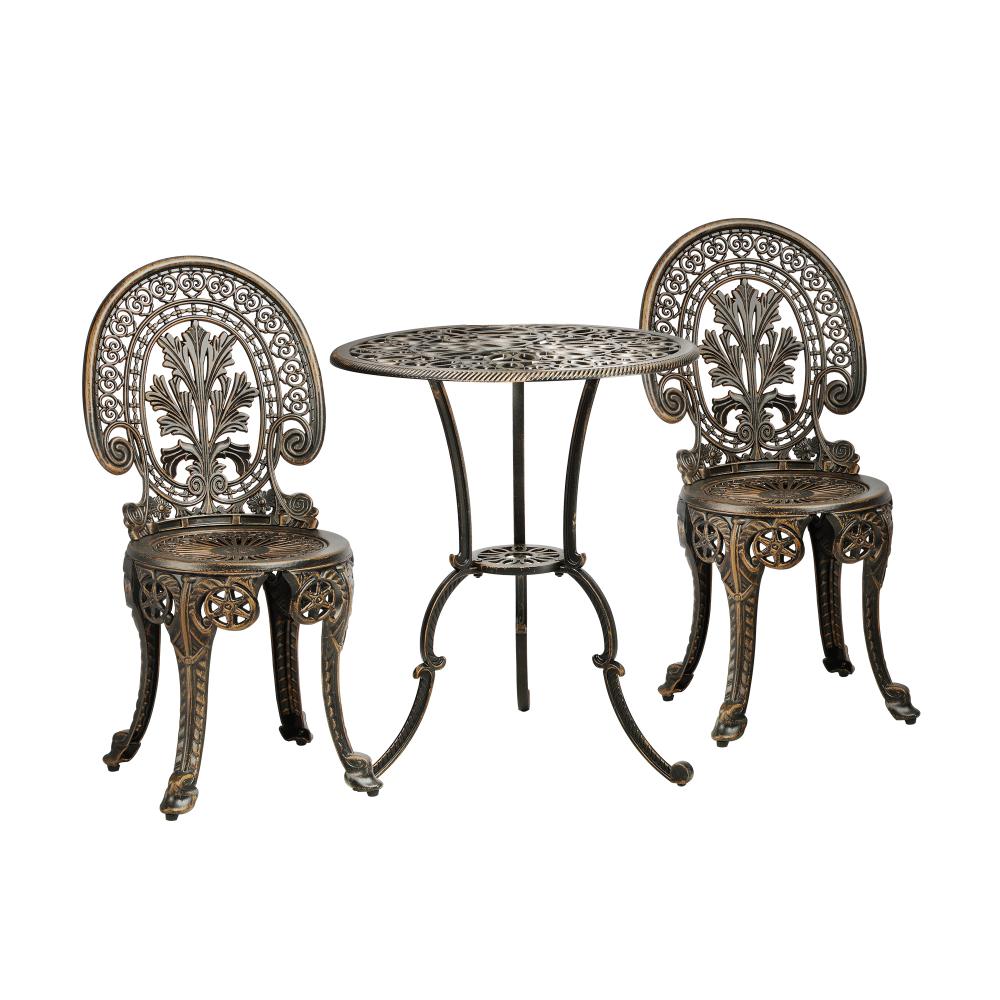 Livsip Outdoor Furniture Bistro Set 3pcs Chair Table Cast Aluminium Patio Garden-Outdoor Patio Set-PEROZ Accessories