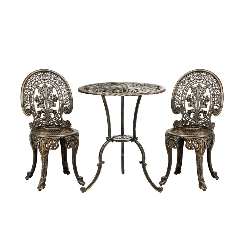 Livsip Outdoor Furniture Bistro Set 3pcs Chair Table Cast Aluminium Patio Garden-Outdoor Patio Set-PEROZ Accessories