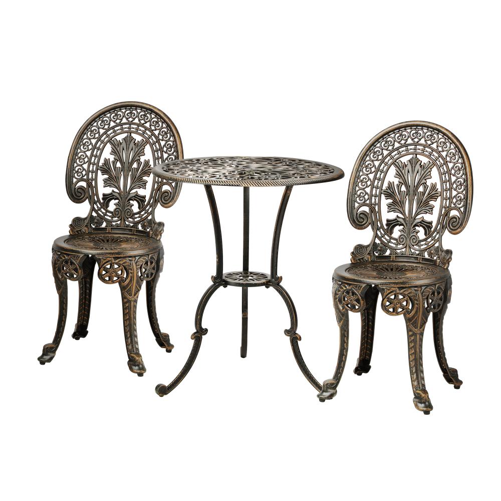 Livsip Outdoor Furniture Bistro Set 3pcs Chair Table Cast Aluminium Patio Garden-Outdoor Patio Set-PEROZ Accessories
