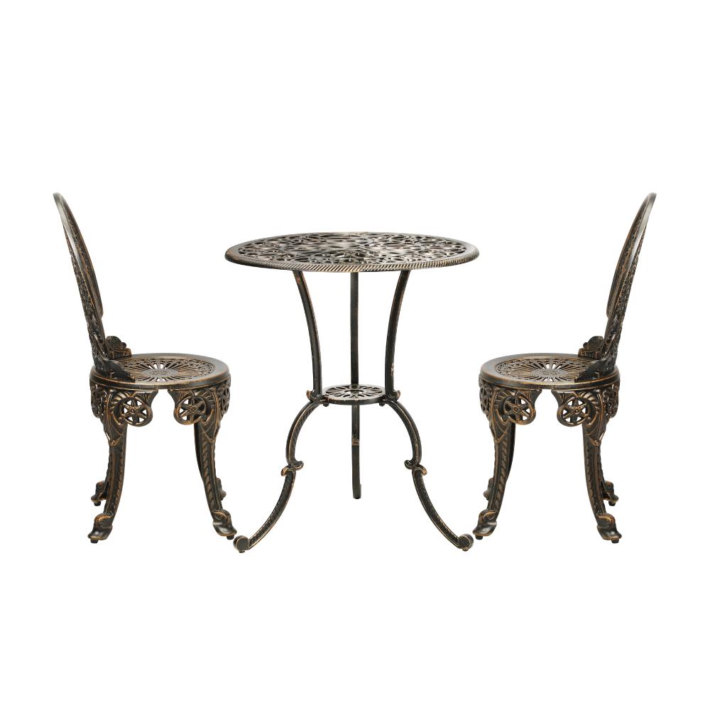 Livsip Outdoor Furniture Bistro Set 3pcs Chair Table Cast Aluminium Patio Garden-Outdoor Patio Set-PEROZ Accessories