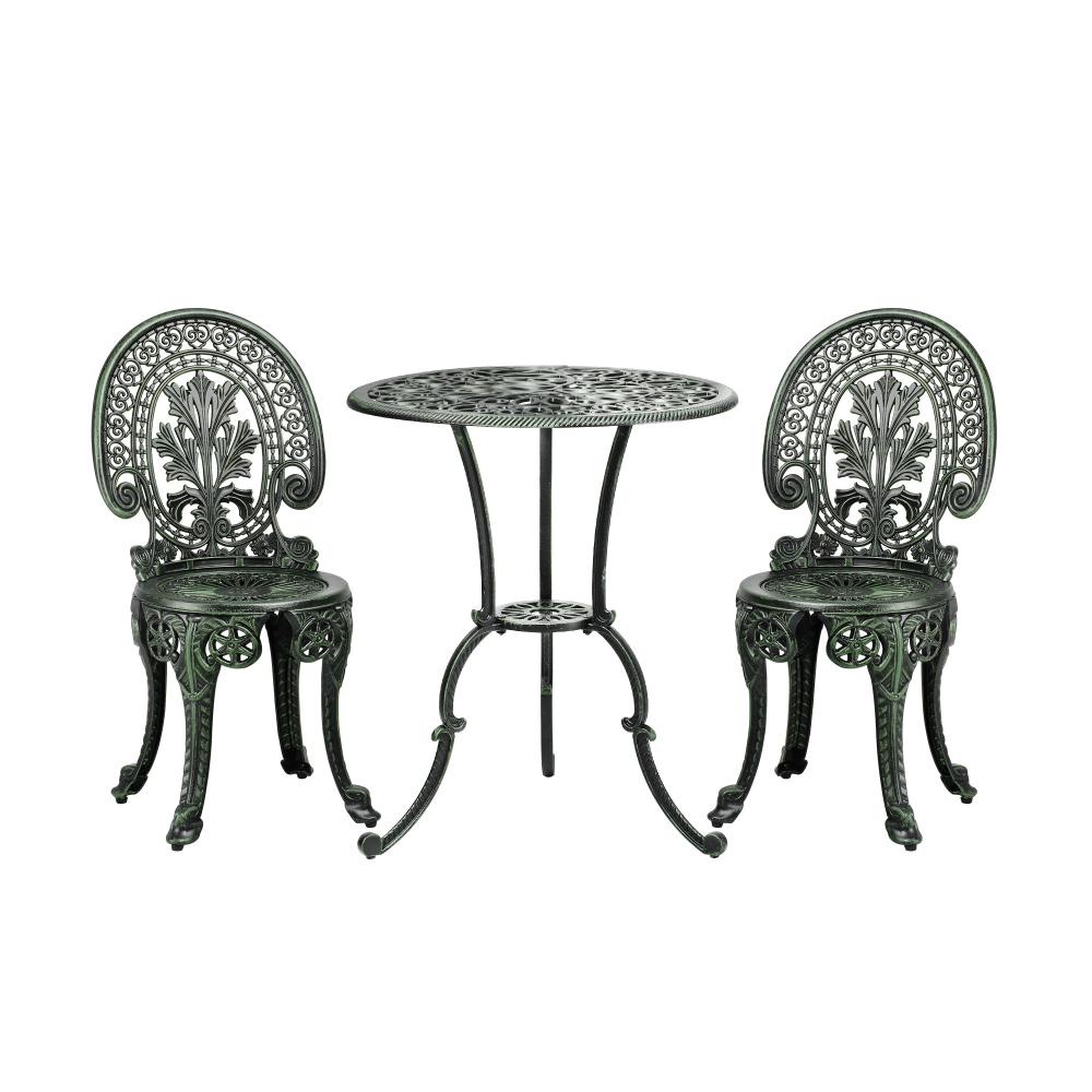 Livsip Bistro Setting Outdoor Cast Aluminium Table Chair Garden Furniture 3Piece-Outdoor Patio Set-PEROZ Accessories