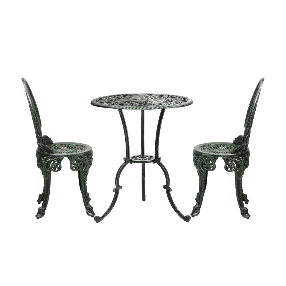 Livsip Bistro Setting Outdoor Cast Aluminium Table Chair Garden Furniture 3Piece-Outdoor Patio Set-PEROZ Accessories