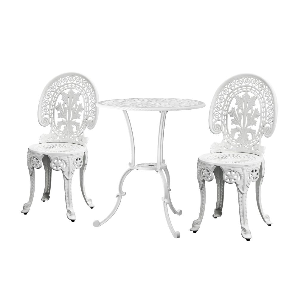 Livsip Outdoor Bistro Setting Cast Aluminium Table and Chair 3PCS Patio Set-Outdoor Patio Set-PEROZ Accessories