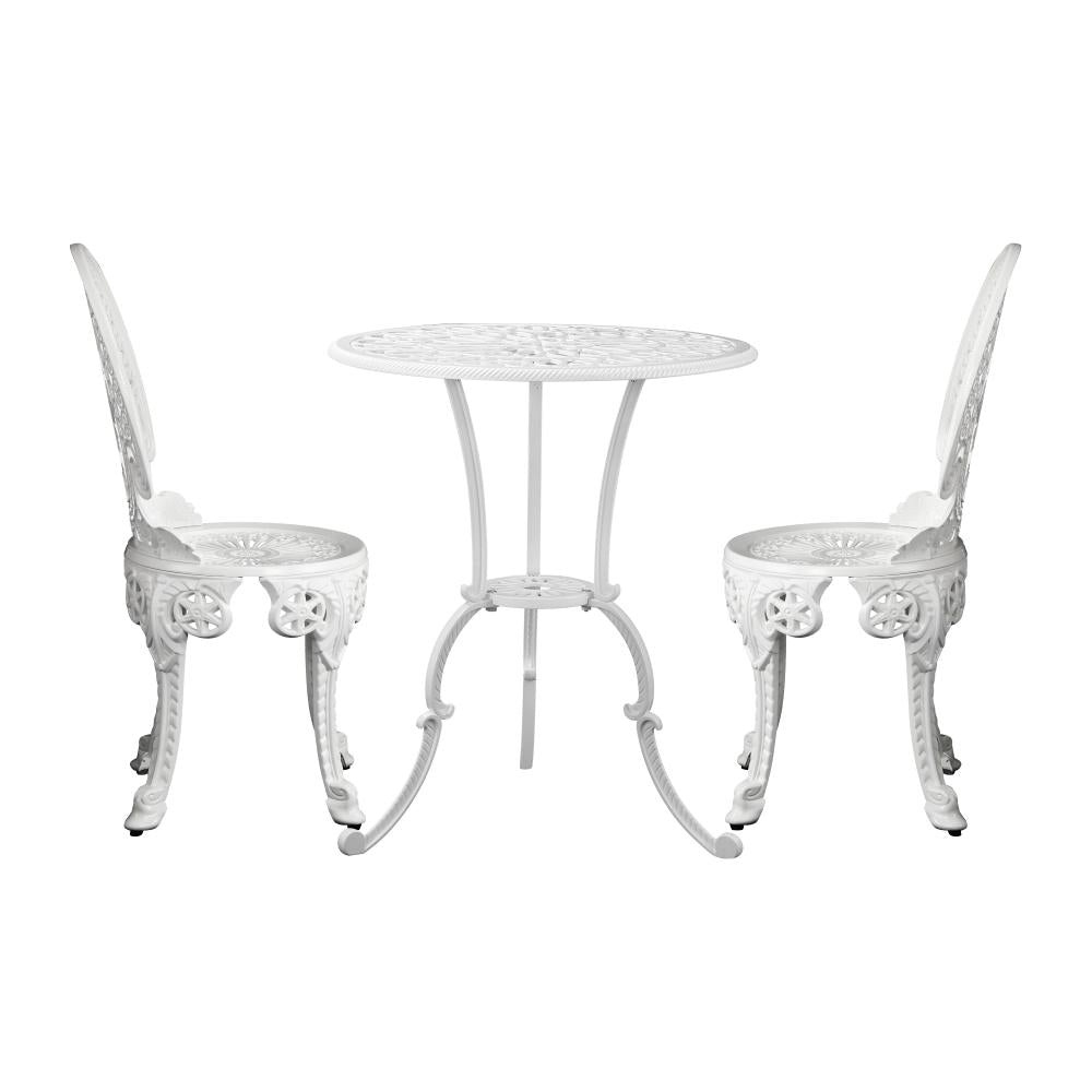 Livsip Outdoor Bistro Setting Cast Aluminium Table and Chair 3PCS Patio Set-Outdoor Patio Set-PEROZ Accessories