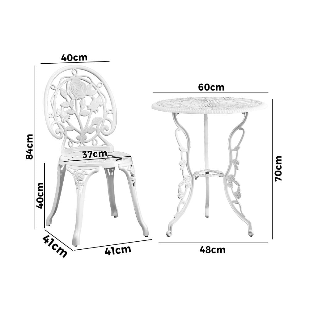 Livsip Outdoor Setting 3 Piece Bistro Chairs Table Set Cast Aluminum Patio Rose-Outdoor Patio Set-PEROZ Accessories