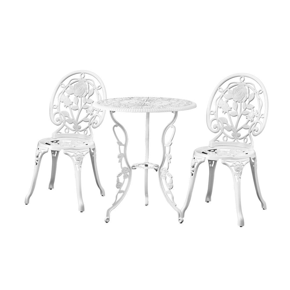 Livsip Outdoor Setting 3 Piece Bistro Chairs Table Set Cast Aluminum Patio Rose-Outdoor Patio Set-PEROZ Accessories