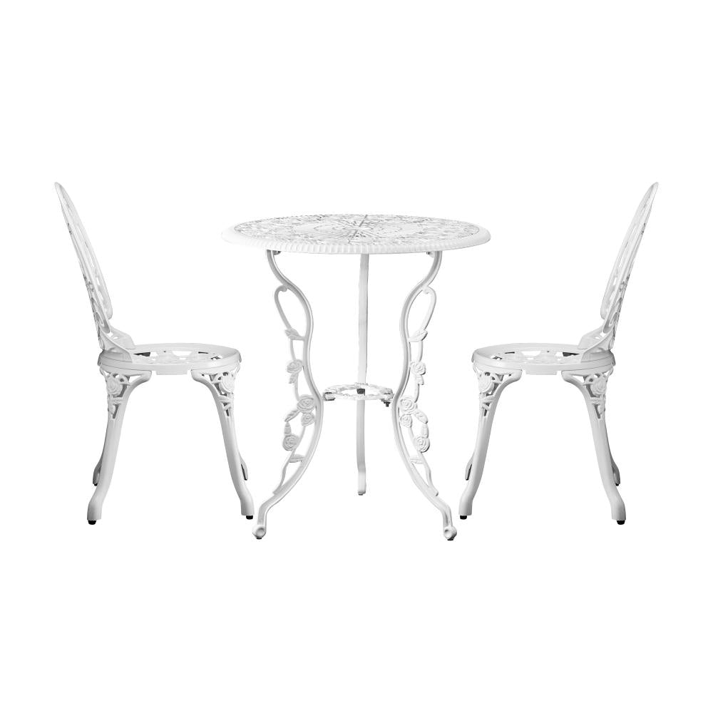 Livsip Outdoor Setting 3 Piece Bistro Chairs Table Set Cast Aluminum Patio Rose-Outdoor Patio Set-PEROZ Accessories