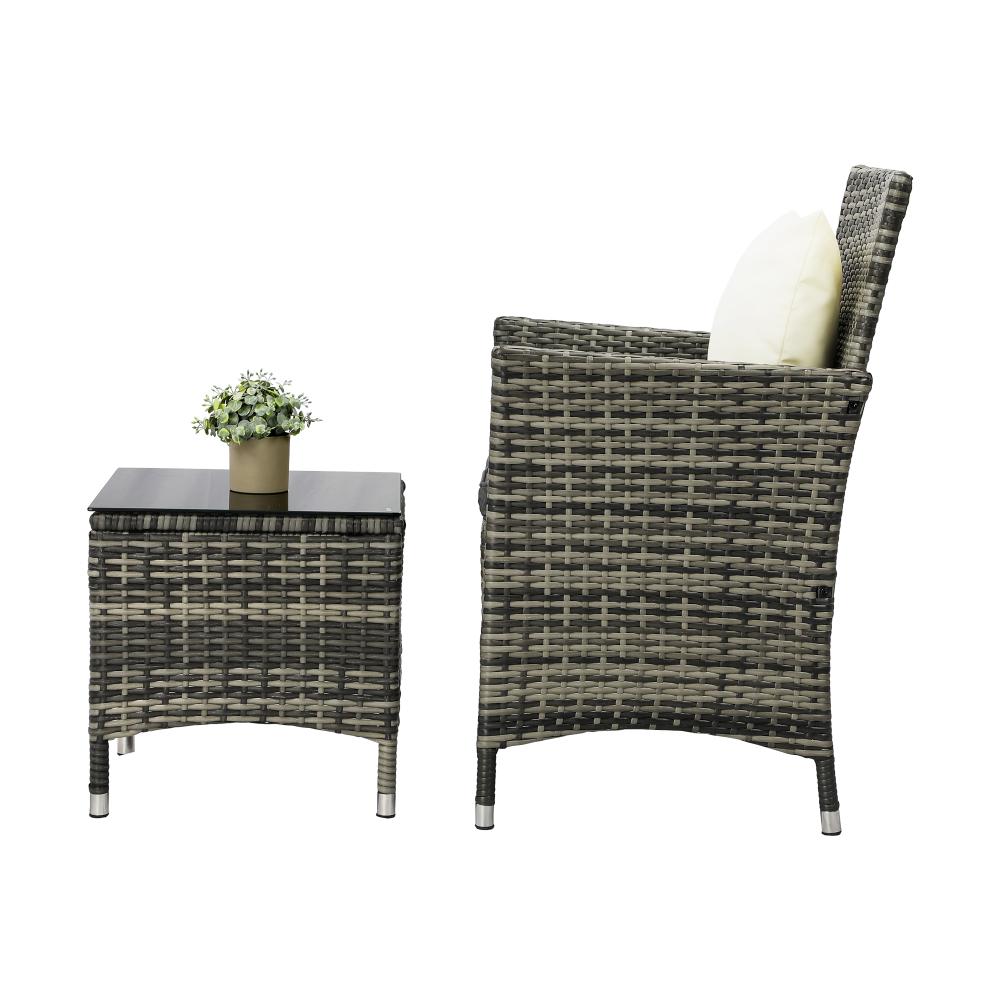 Livsip Outdoor Furniture Setting 3 Piece Wicker Bistro Set Patio Chairs Table-Outdoor Patio Set-PEROZ Accessories