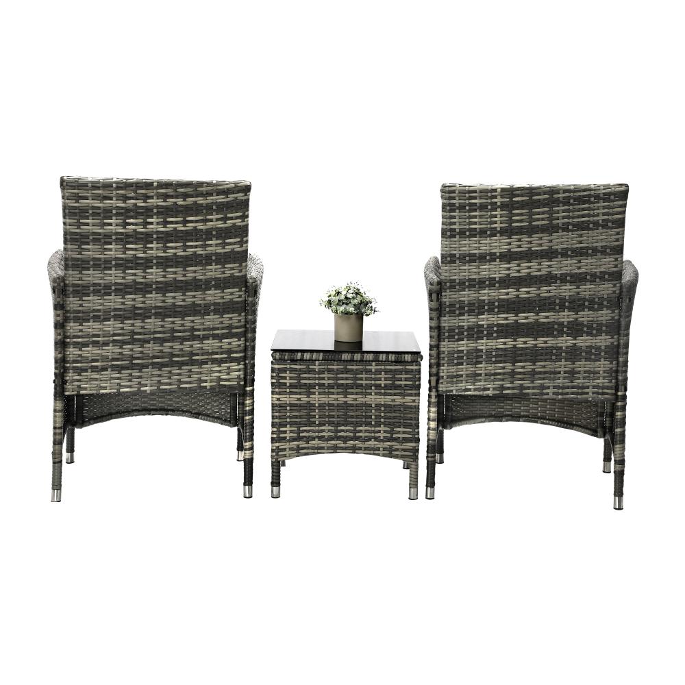 Livsip Outdoor Furniture Setting 3 Piece Wicker Bistro Set Patio Chairs Table-Outdoor Patio Set-PEROZ Accessories