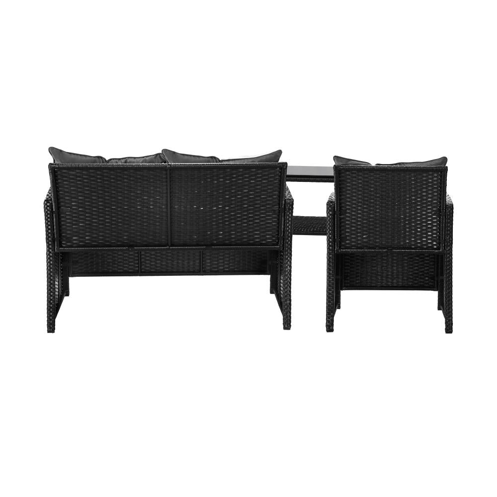 Livsip Outdoor Furniture Lounge Setting 4Piece Wicker Sofa Chair Table Patio Set-Outdoor Patio Set-PEROZ Accessories