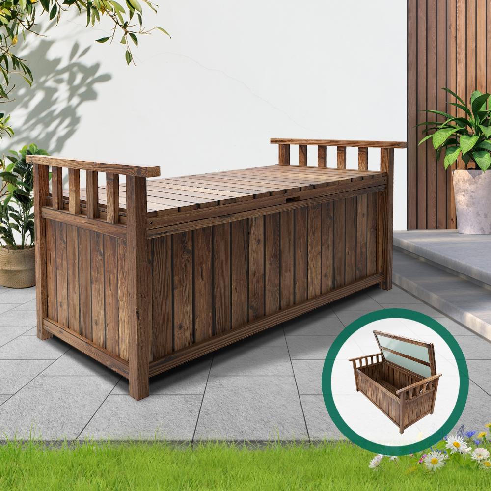 Livsip Outdoor Storage Box Wooden Garden Bench Chest Toy Tool Sheds Furniture-Outdoor Bench-PEROZ Accessories