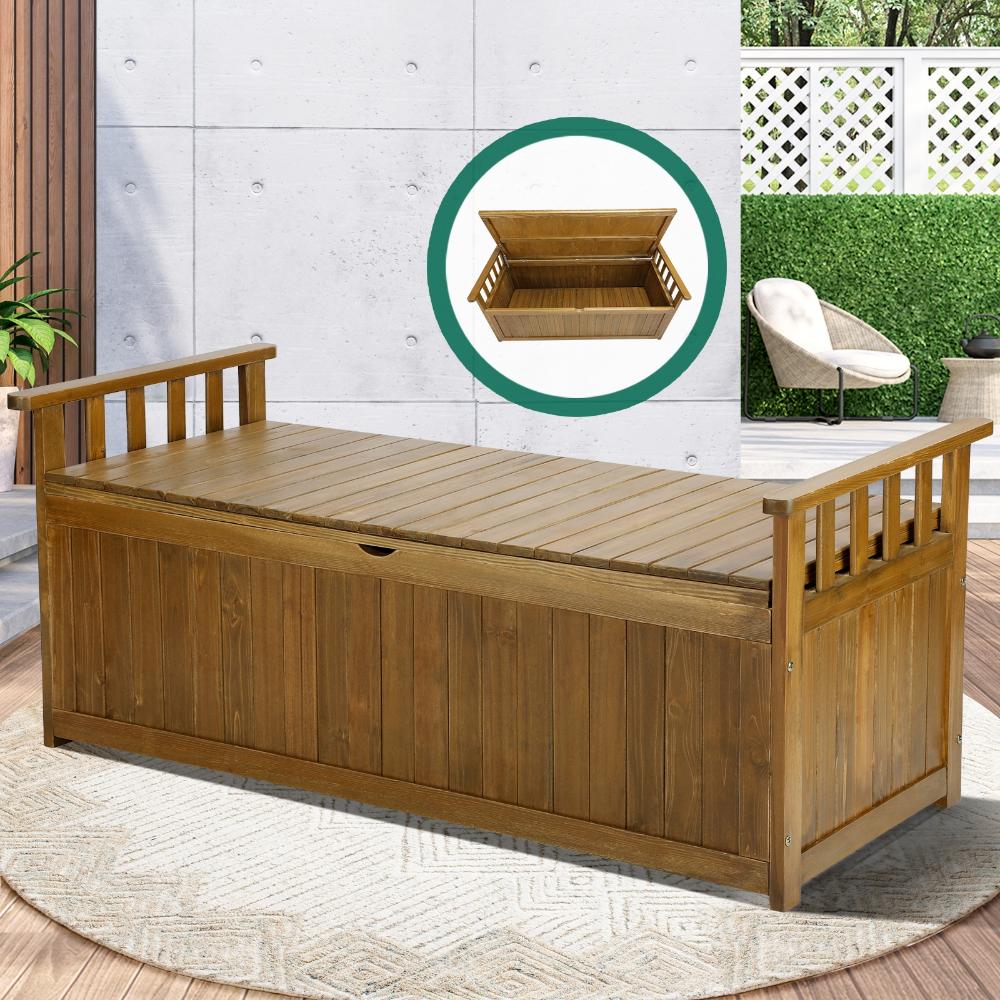 Livsip Outdoor Storage Box Garden Bench Wooden Container Chest Toy Cabinet XL-Wooden Storage Bench-PEROZ Accessories
