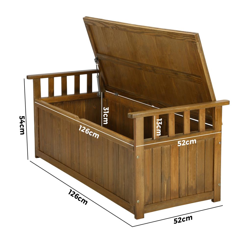 Livsip Outdoor Storage Box Garden Bench Wooden Container Chest Toy Cabinet XL-Wooden Storage Bench-PEROZ Accessories