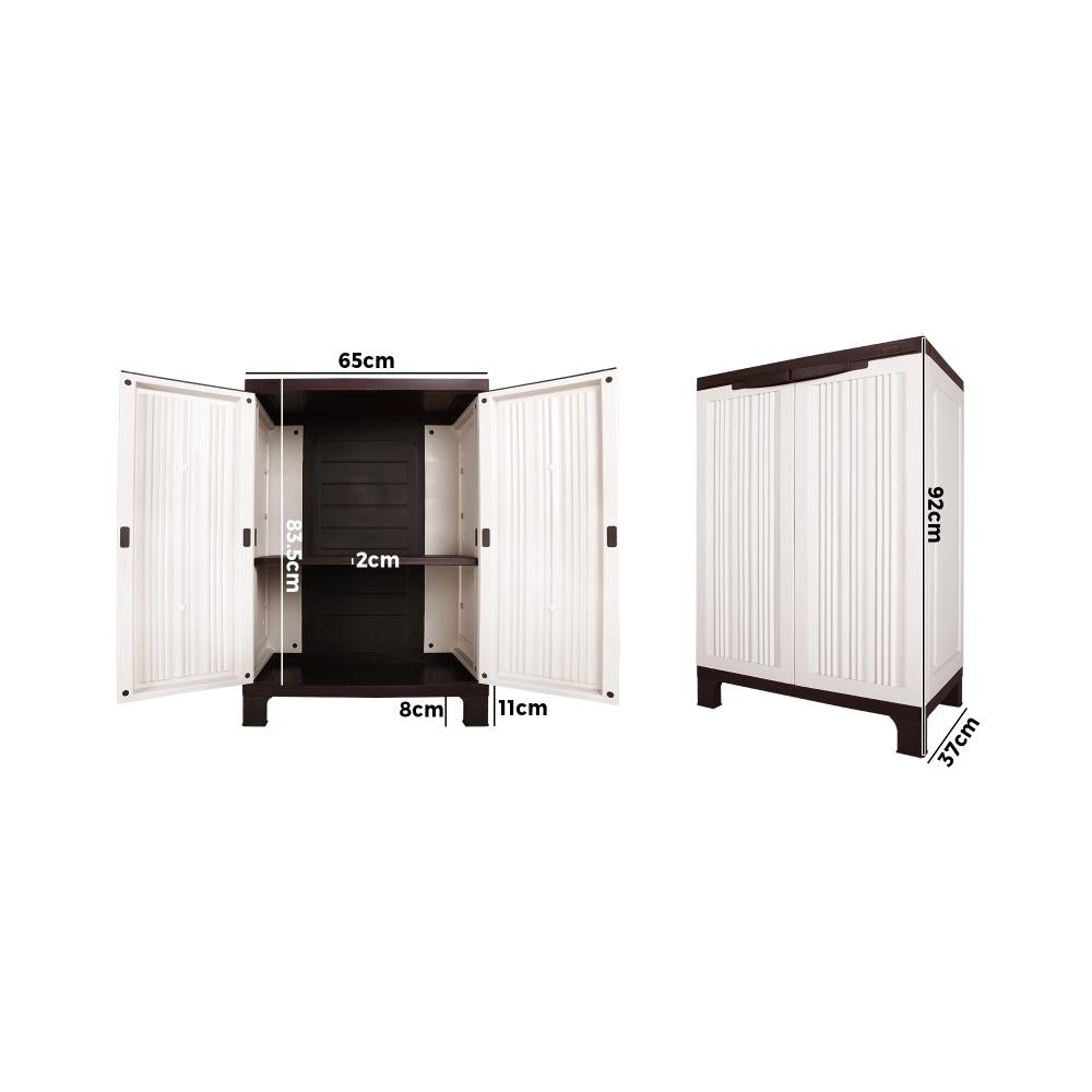 Livsip Garden Shed Outdoor Storage Cabinet with Adjustable Shelf and Lockable Door Beige-Outdoor Storage Cabinet-PEROZ Accessories