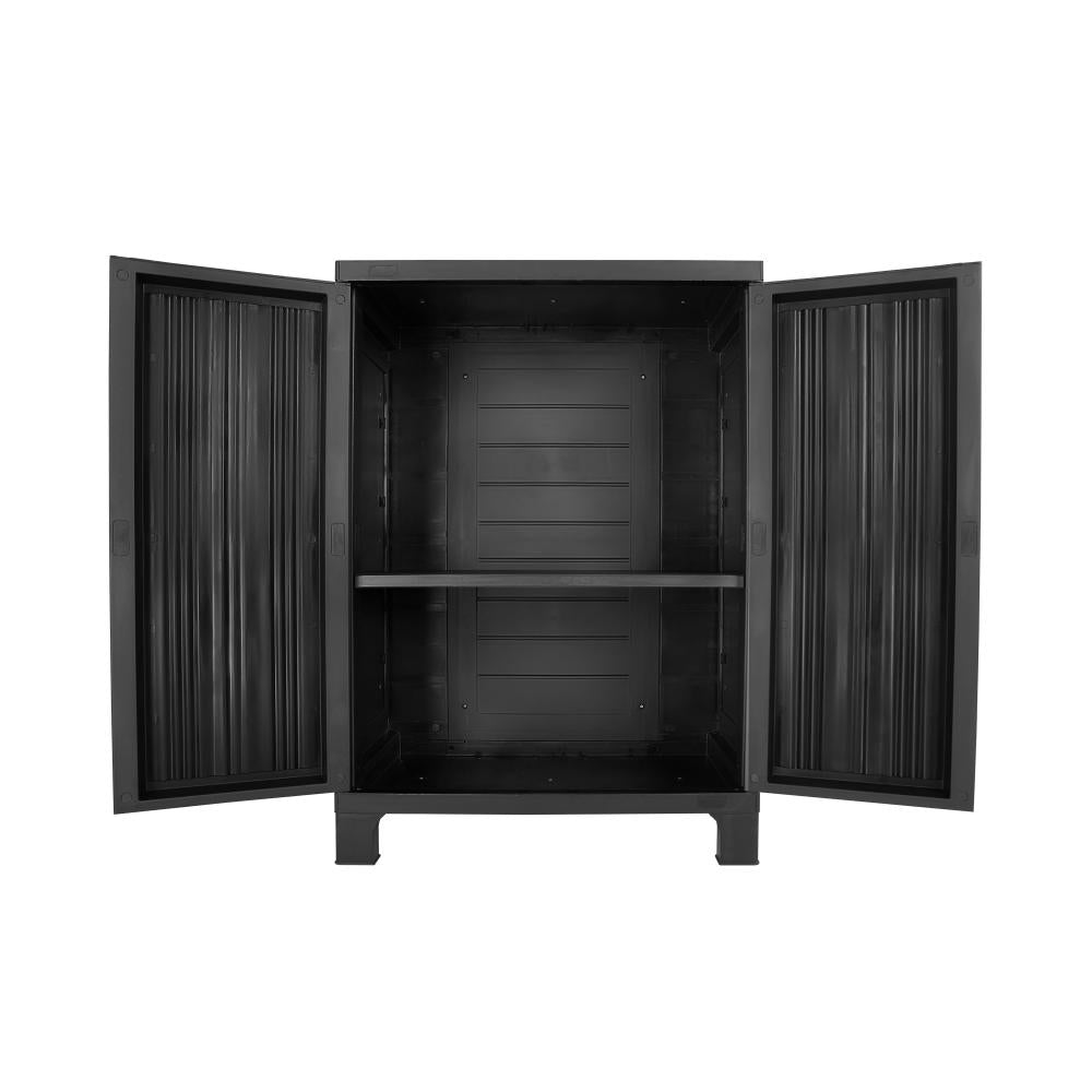 Livsip Outdoor Storage Cabinet Box Garden Garage Cupboard Adjustable Lockable Black-Outdoor Storage Cabinet-PEROZ Accessories