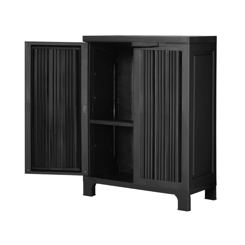 Livsip Outdoor Storage Cabinet Box Garden Garage Cupboard Adjustable Lockable Black-Outdoor Storage Cabinet-PEROZ Accessories
