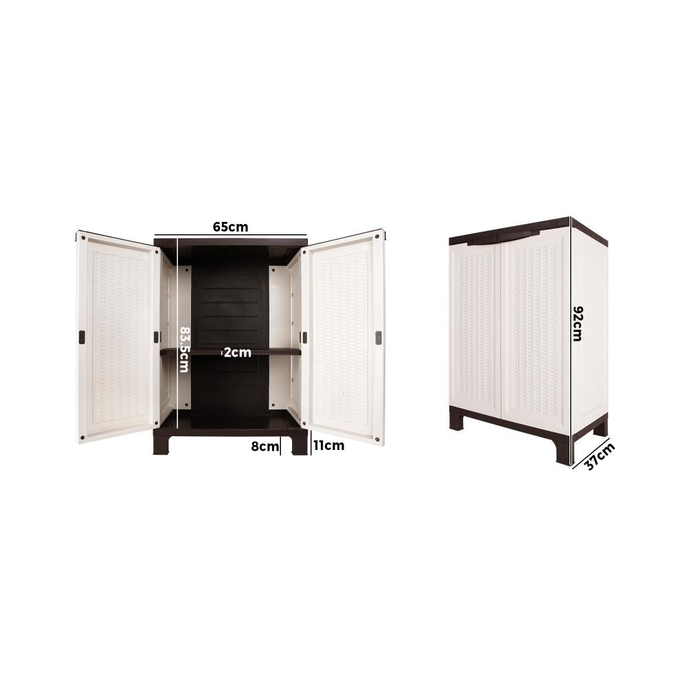 Livsip Outdoor Storage Cabinet Box Garden Garage Cupboard Adjustable Lockable Beige-Outdoor Storage Cabinet-PEROZ Accessories