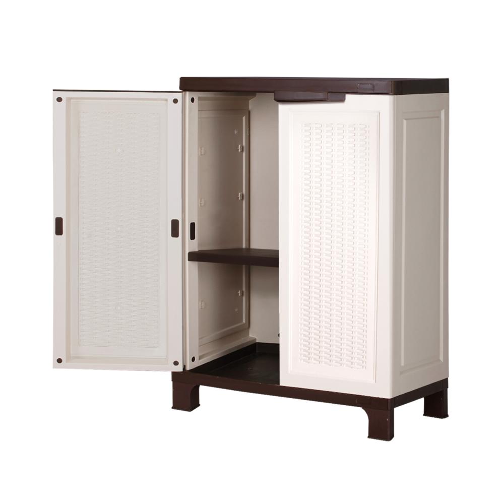 Livsip Outdoor Storage Cabinet Box Garden Garage Cupboard Adjustable Lockable Beige-Outdoor Storage Cabinet-PEROZ Accessories
