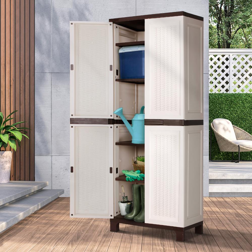 Livsip Outdoor Storage Cabinet Box Garage Cupboard Garden Adjustable Lockable-Outdoor Storage Cabinet-PEROZ Accessories
