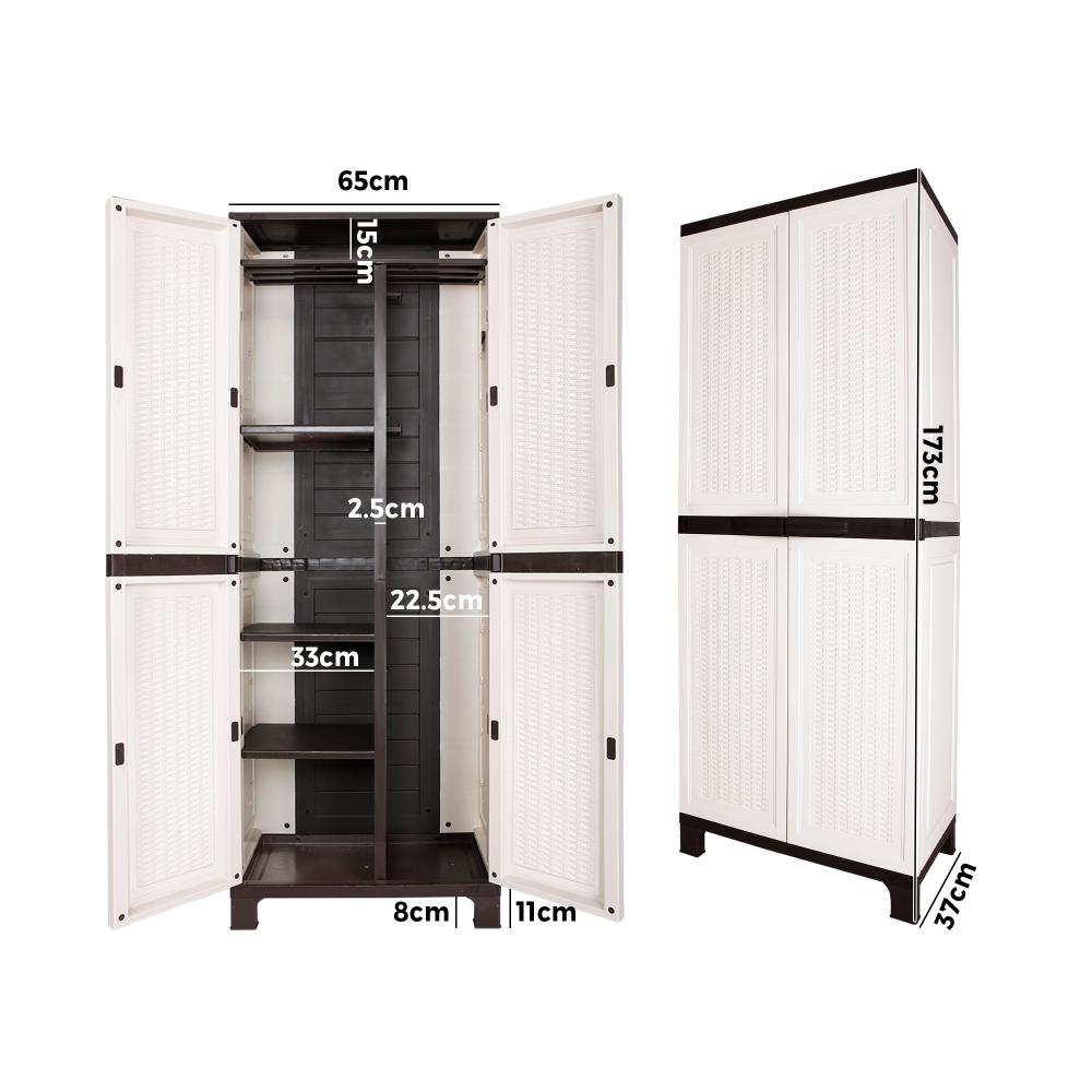 Livsip Outdoor Storage Cabinet Box Garage Cupboard Garden Adjustable Lockable-Outdoor Storage Cabinet-PEROZ Accessories