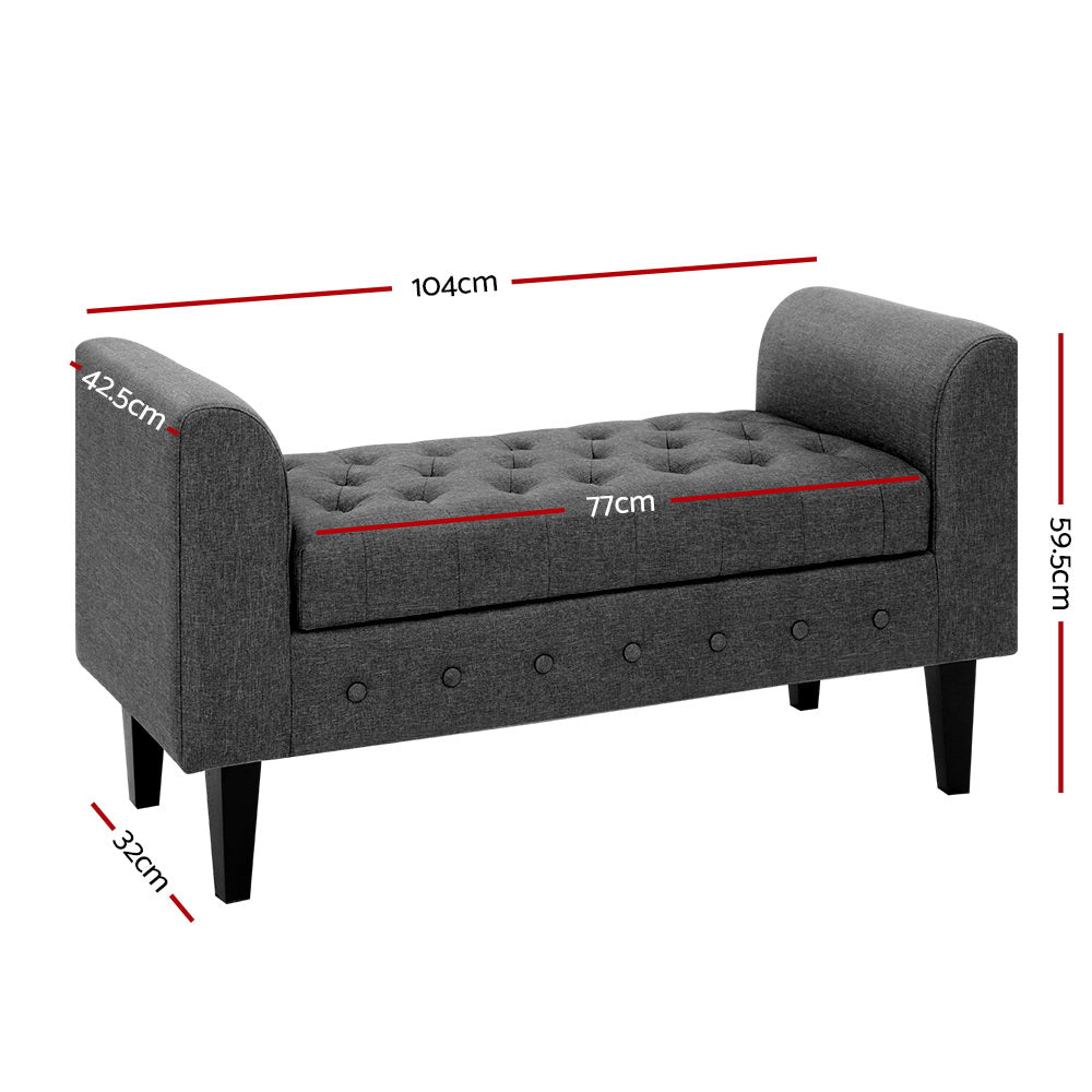 Artiss Fabric Storage Ottoman - Grey-Ottomans - Peroz Australia - Image - 3