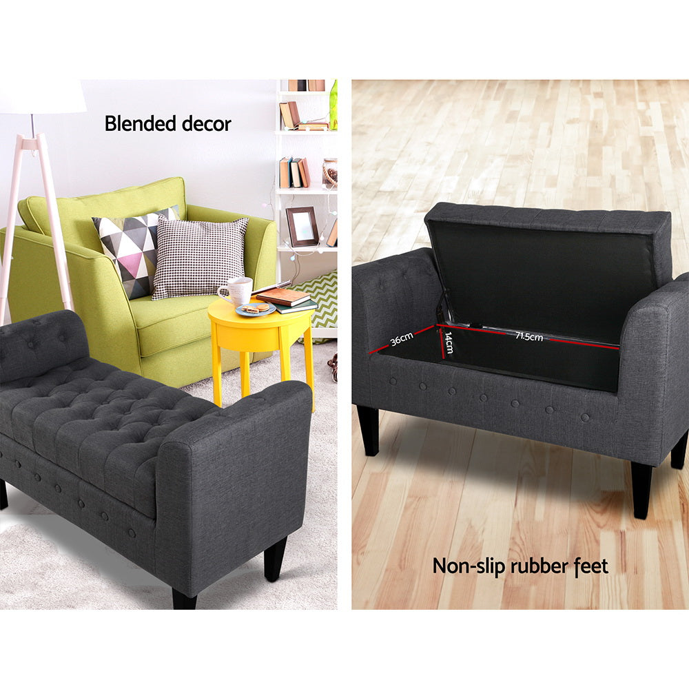 Artiss Fabric Storage Ottoman - Grey-Ottomans - Peroz Australia - Image - 5