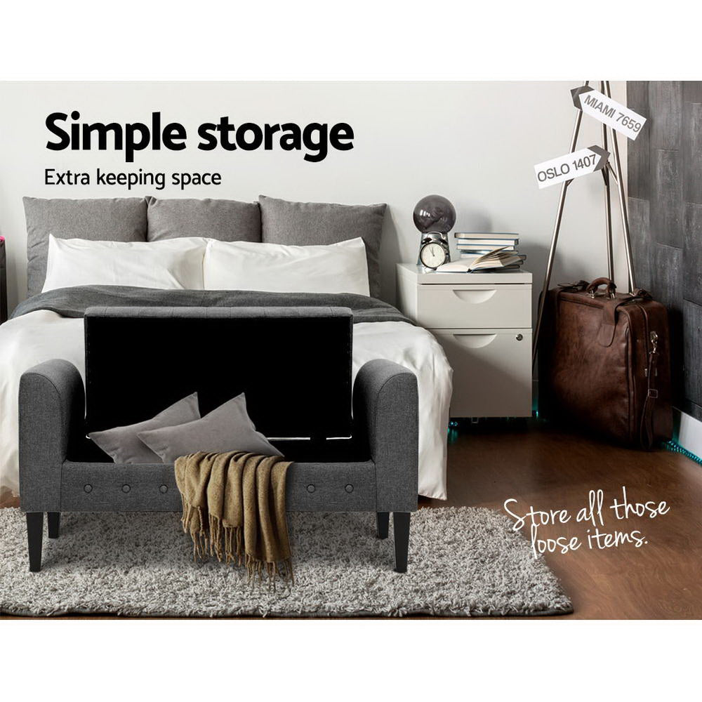 Artiss Fabric Storage Ottoman - Grey-Ottomans - Peroz Australia - Image - 7