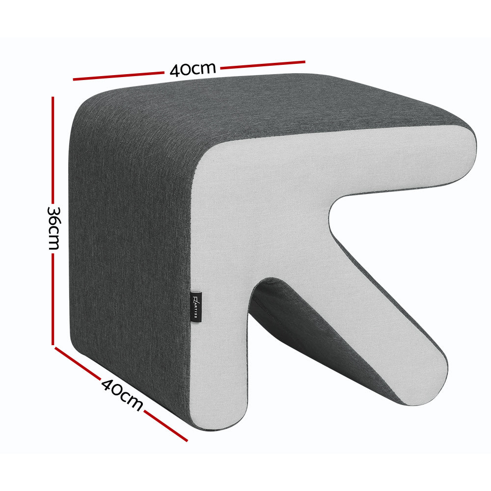 Artiss Arrow Ottoman Foot Stool Fabric Foot Rest Footstool Padded Seat Grey-Furniture > Living Room - Peroz Australia - Image - 2