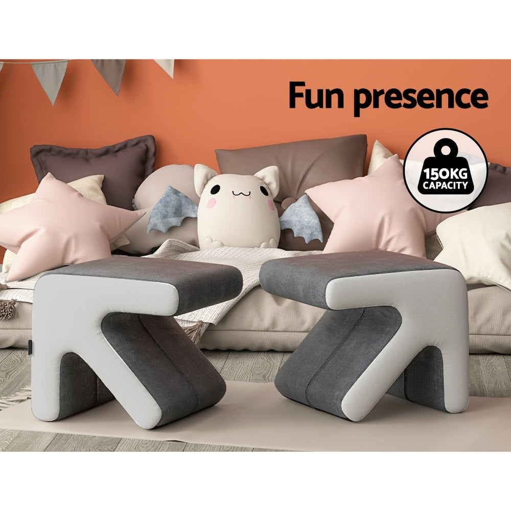 Artiss Arrow Ottoman Foot Stool Fabric Foot Rest Footstool Padded Seat Grey-Furniture > Living Room - Peroz Australia - Image - 4