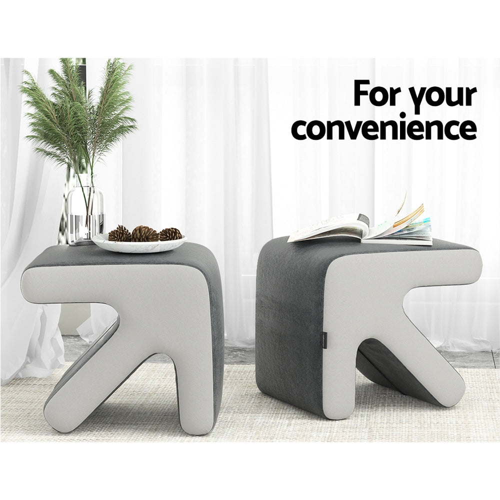 Artiss Arrow Ottoman Foot Stool Fabric Foot Rest Footstool Padded Seat Grey-Furniture > Living Room - Peroz Australia - Image - 5