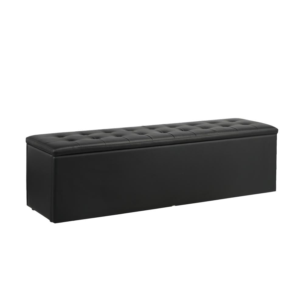 Oikiture Storage Ottoman Blanket Box Foot Stool XL Chest Toy PU Leather Black-Ottoman-PEROZ Accessories