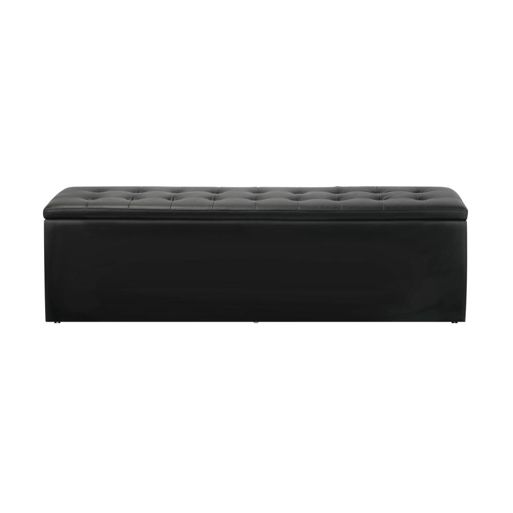 Oikiture Storage Ottoman Blanket Box Foot Stool XL Chest Toy PU Leather Black-Ottoman-PEROZ Accessories