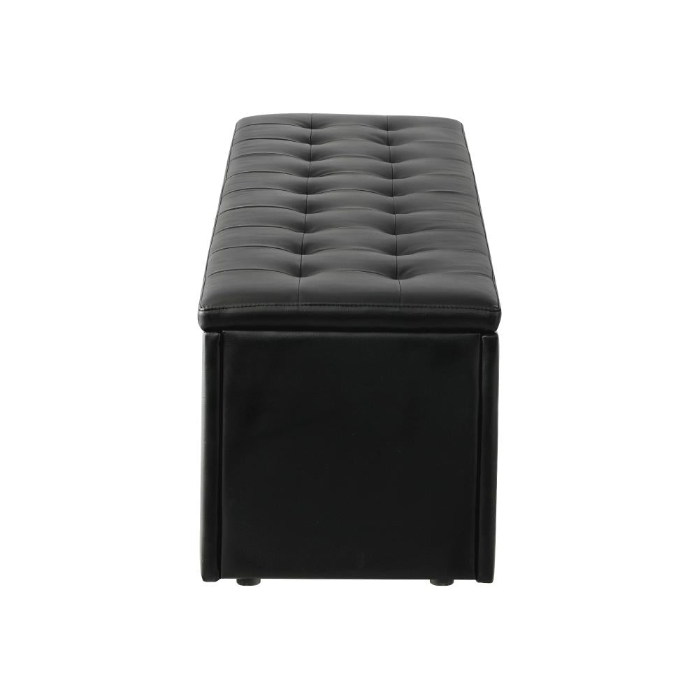 Oikiture Storage Ottoman Blanket Box Foot Stool XL Chest Toy PU Leather Black-Ottoman-PEROZ Accessories