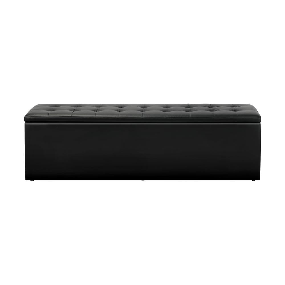 Oikiture Storage Ottoman Blanket Box Foot Stool XL Chest Toy PU Leather Black-Ottoman-PEROZ Accessories