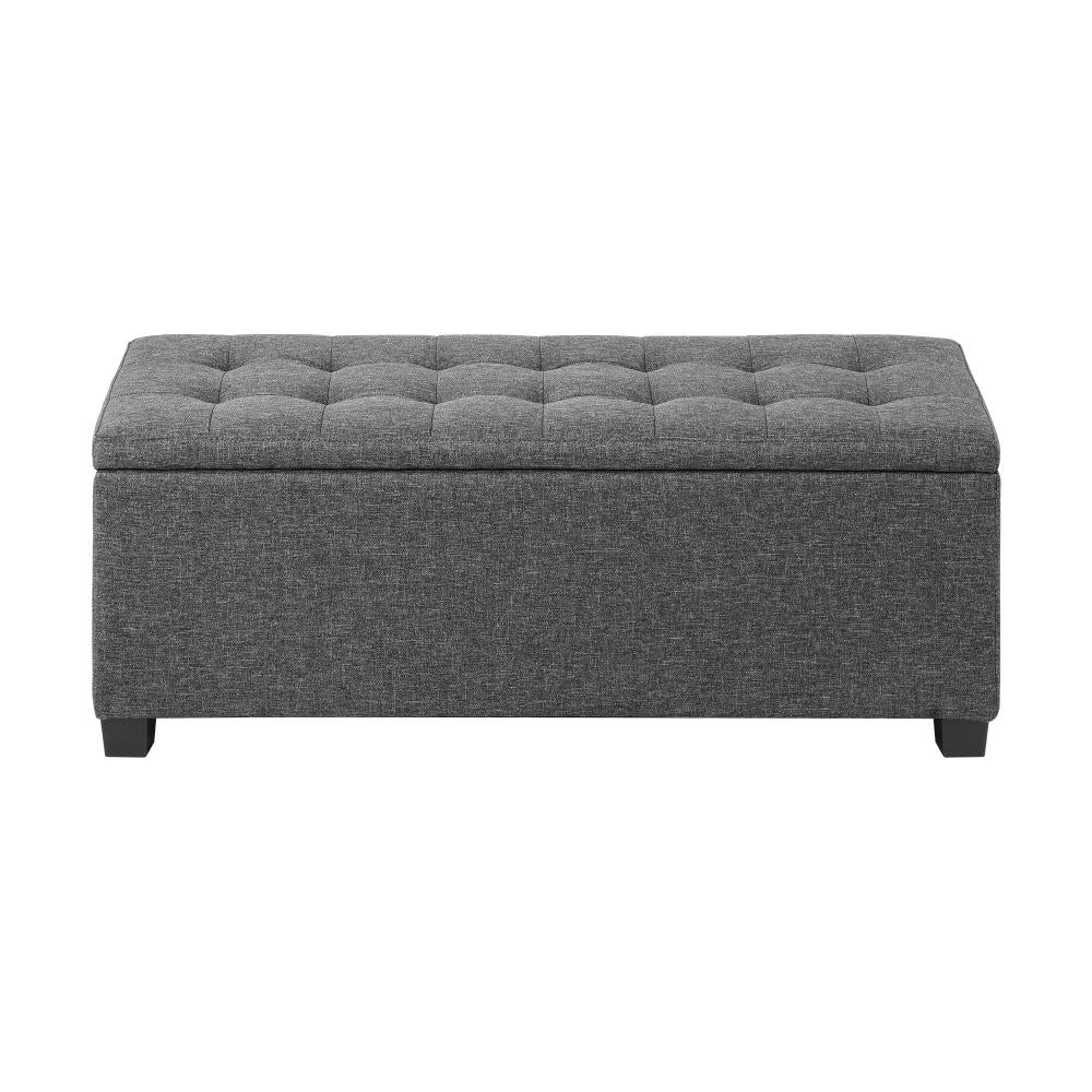 Oikiture Storage Ottoman Blanket Box Faux Linen Chest Toy Foot Stool LARGE Grey-Ottoman-PEROZ Accessories