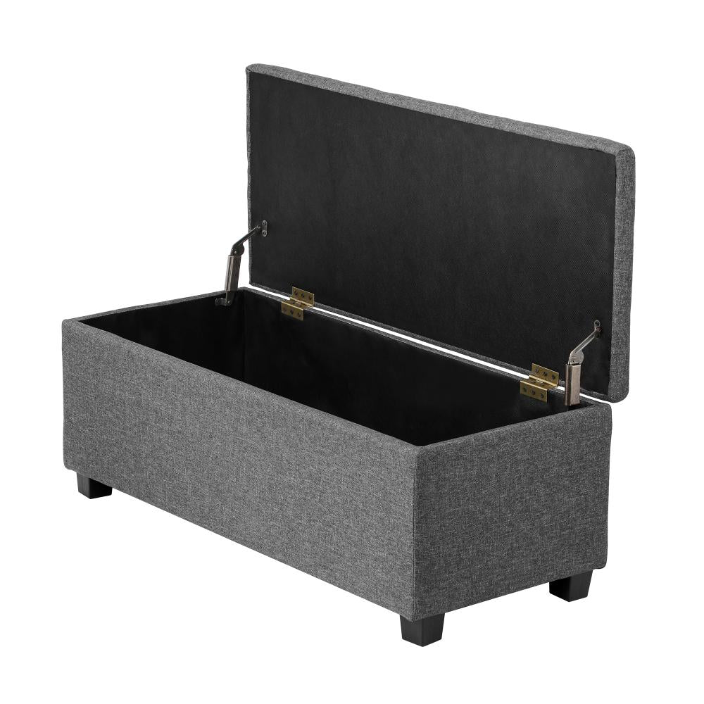 Oikiture Storage Ottoman Blanket Box Faux Linen Chest Toy Foot Stool LARGE Grey-Ottoman-PEROZ Accessories