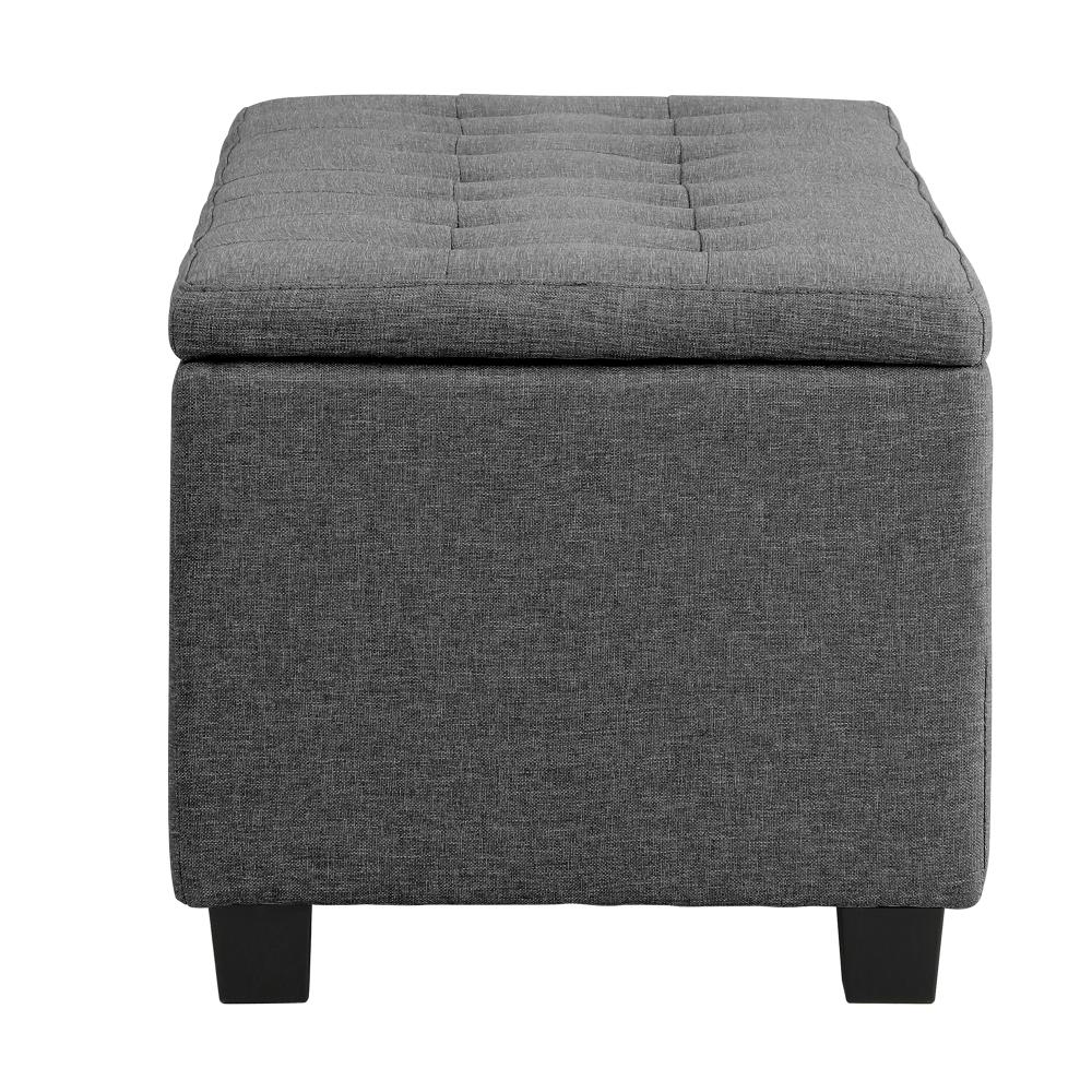 Oikiture Storage Ottoman Blanket Box Faux Linen Chest Toy Foot Stool LARGE Grey-Ottoman-PEROZ Accessories