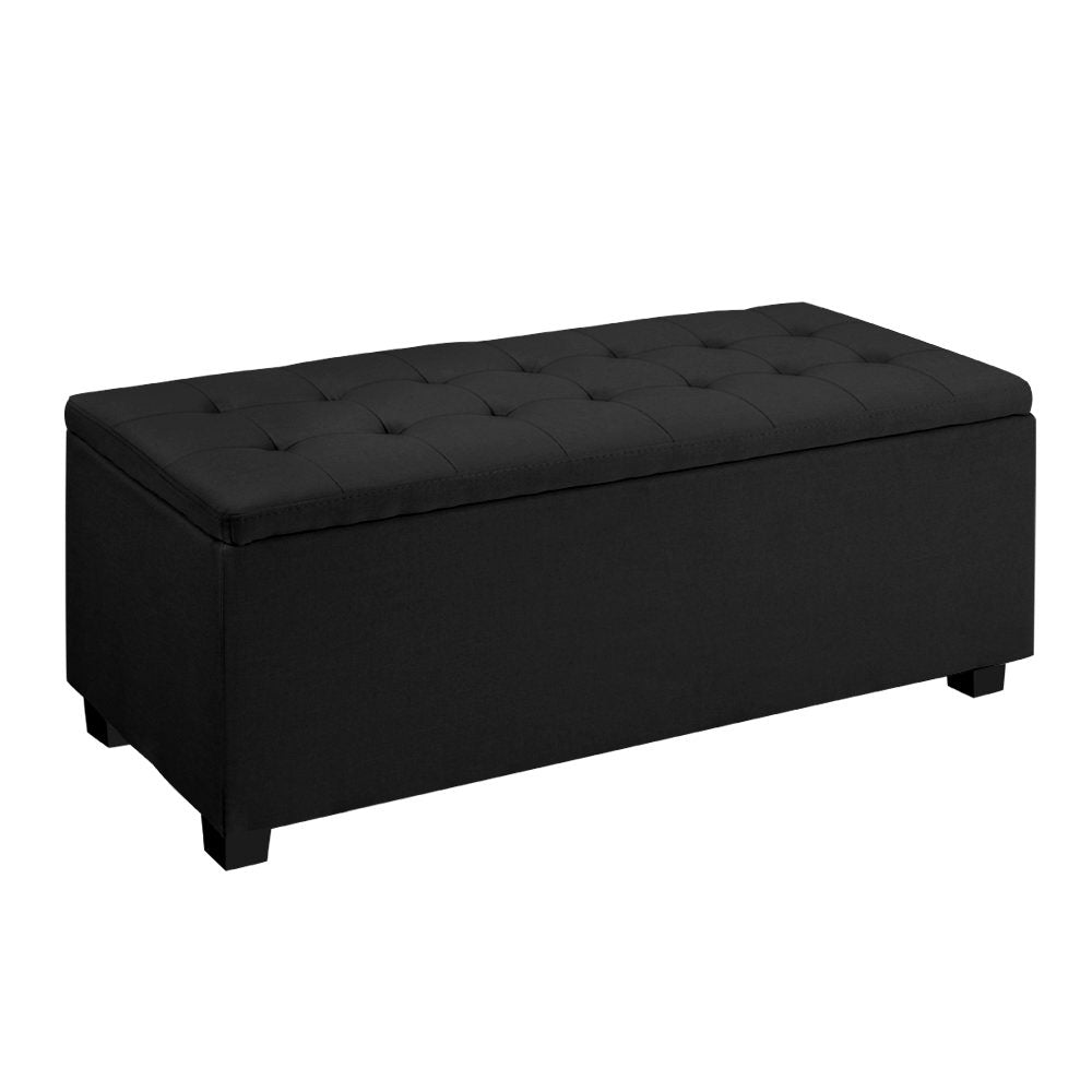 Artiss Storage Ottoman Blanket Box Black Fabric Footstool Chest Couch Seat Toy-Ottomans - Peroz Australia - Image - 1