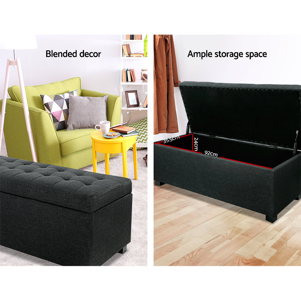 Premium Storage Ottoman - Charcoal-Furniture > Bedroom-PEROZ Accessories