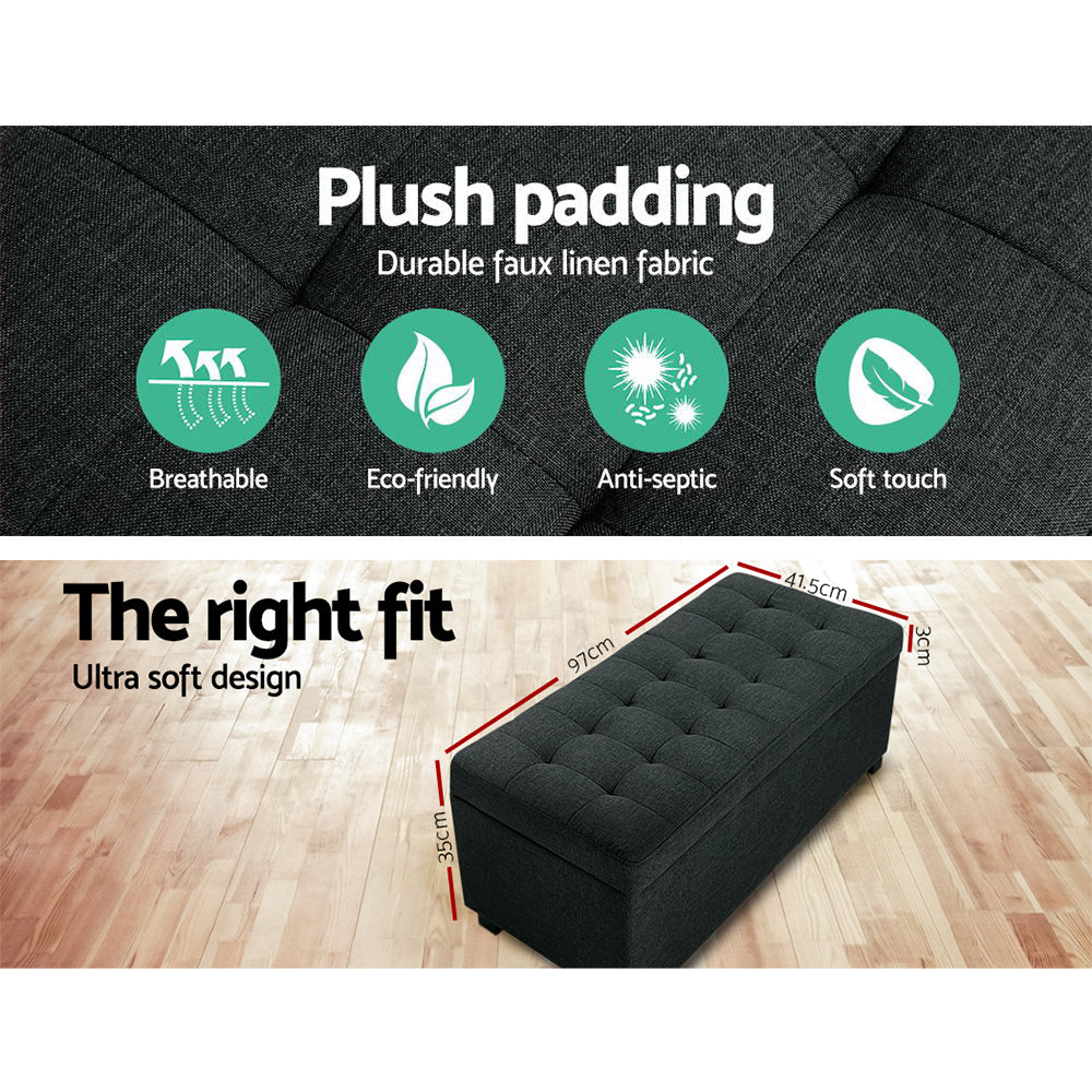 Premium Storage Ottoman - Charcoal-Furniture > Bedroom-PEROZ Accessories