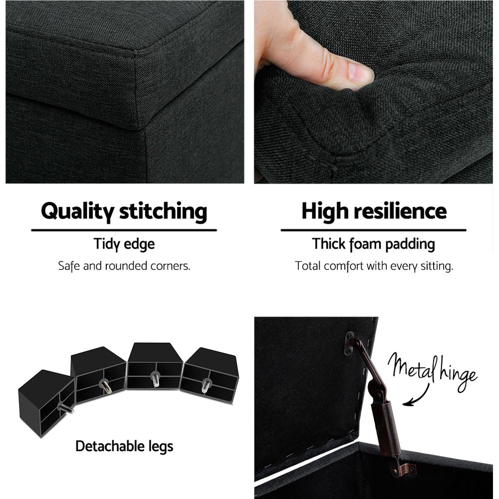 Premium Storage Ottoman - Charcoal-Furniture > Bedroom-PEROZ Accessories