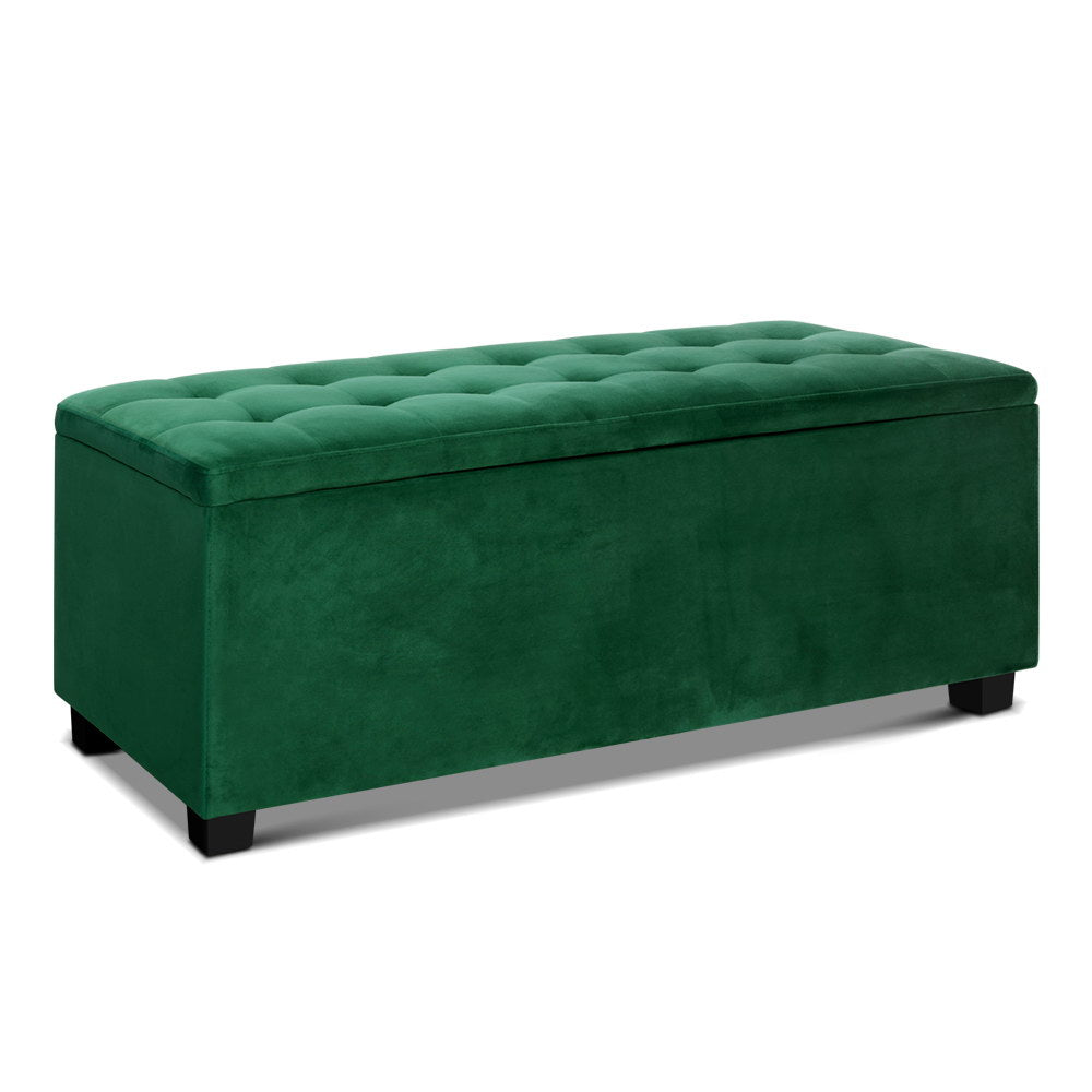 Artiss Storage Ottoman Blanket Box Velvet Footstool Rest Chest Couch Toy Green-Ottomans - Peroz Australia - Image - 1