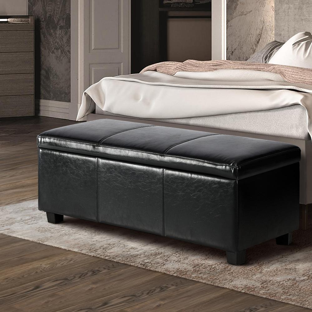 Oikiture Storage Ottoman Blanket Box PU Leather Arm Foot Stool Couch Large-Ottoman-PEROZ Accessories
