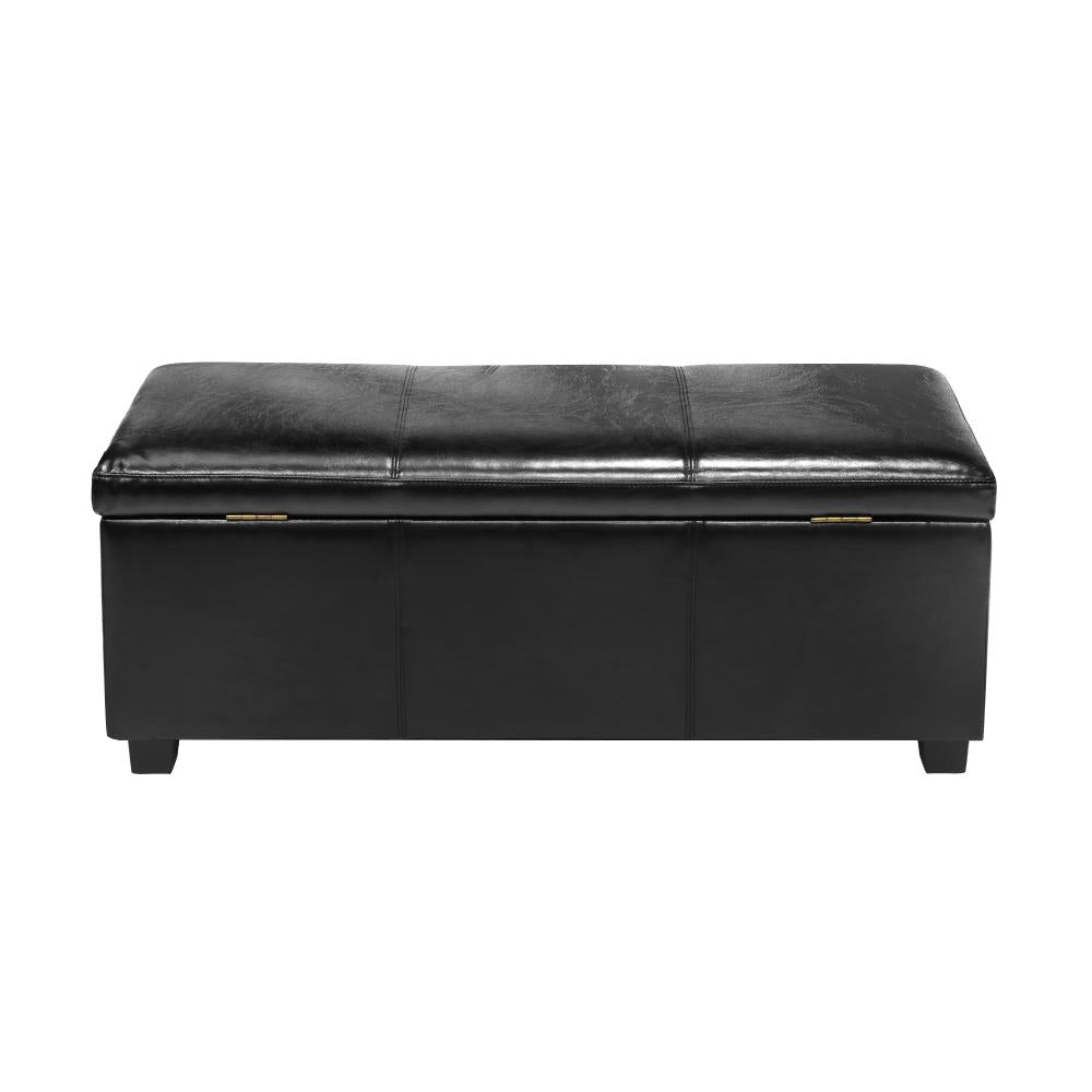 Oikiture Storage Ottoman Blanket Box PU Leather Arm Foot Stool Couch Large-Ottoman-PEROZ Accessories