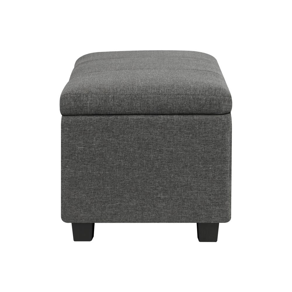 Oikiture Storage Ottoman Blanket Box Linen Fabric Arm Foot Stool Couch Large-Ottoman-PEROZ Accessories