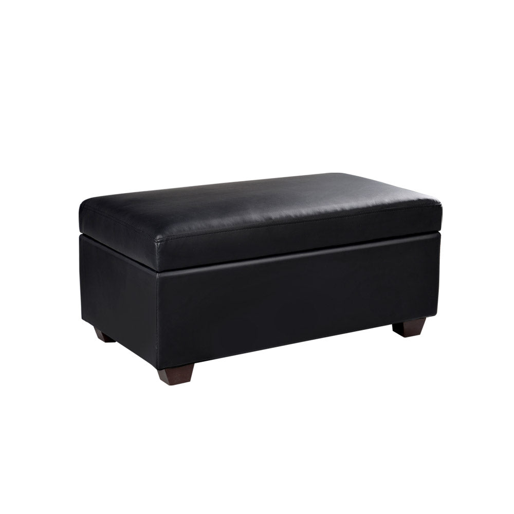 Artiss Faux PU Leather Storage Ottoman - Black-Furniture > Bedroom - Peroz Australia - Image - 1