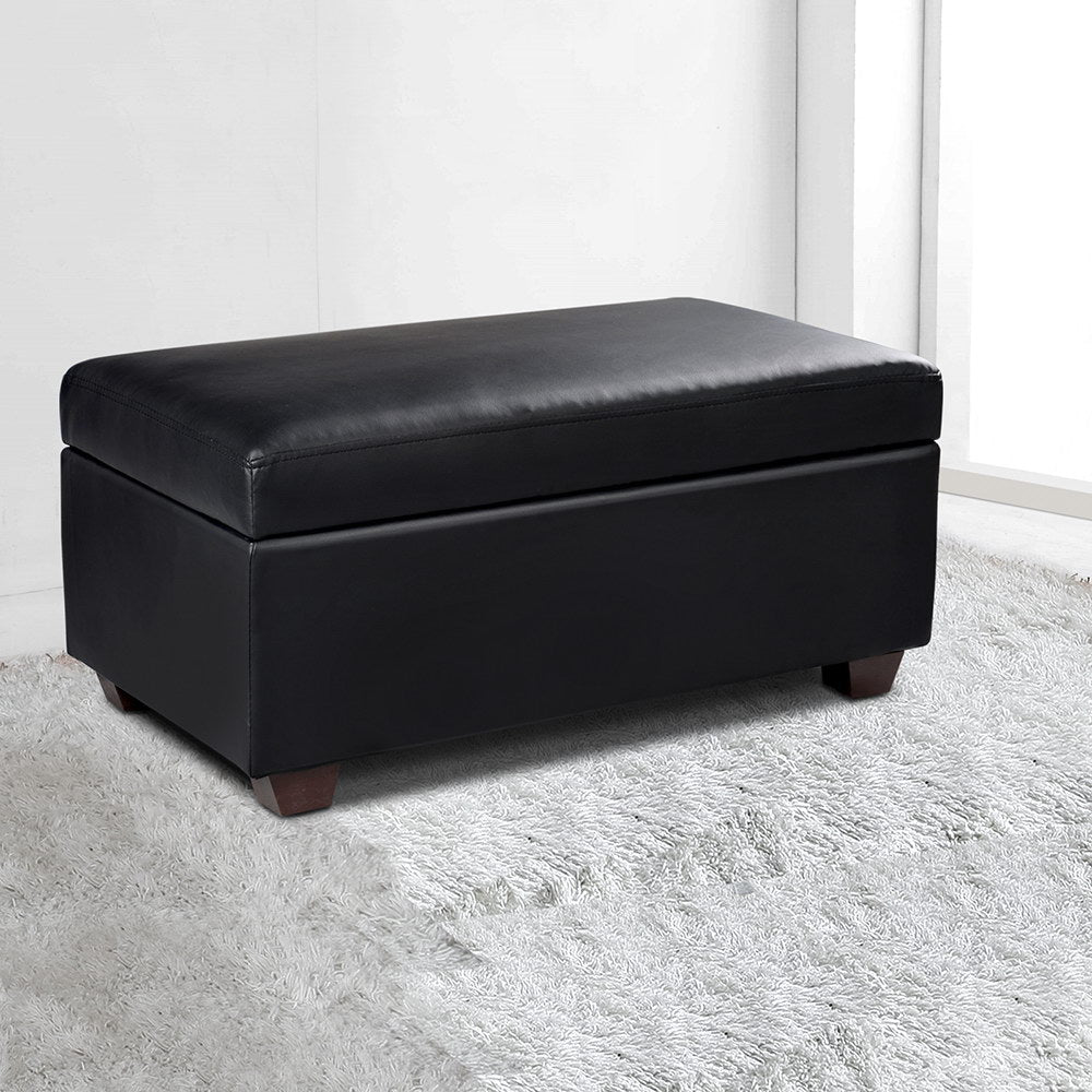 Artiss Faux PU Leather Storage Ottoman - Black-Furniture > Bedroom - Peroz Australia - Image - 7