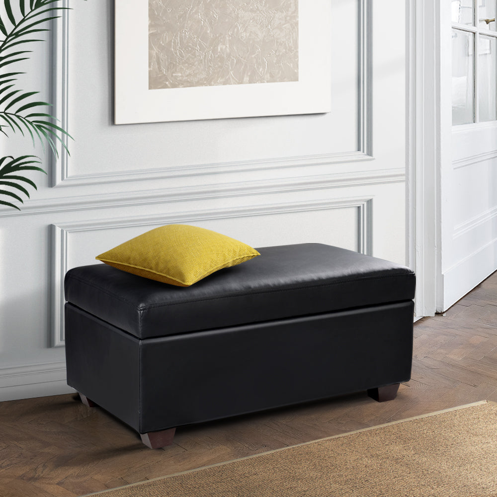 Artiss Faux PU Leather Storage Ottoman - Black-Furniture > Bedroom - Peroz Australia - Image - 8