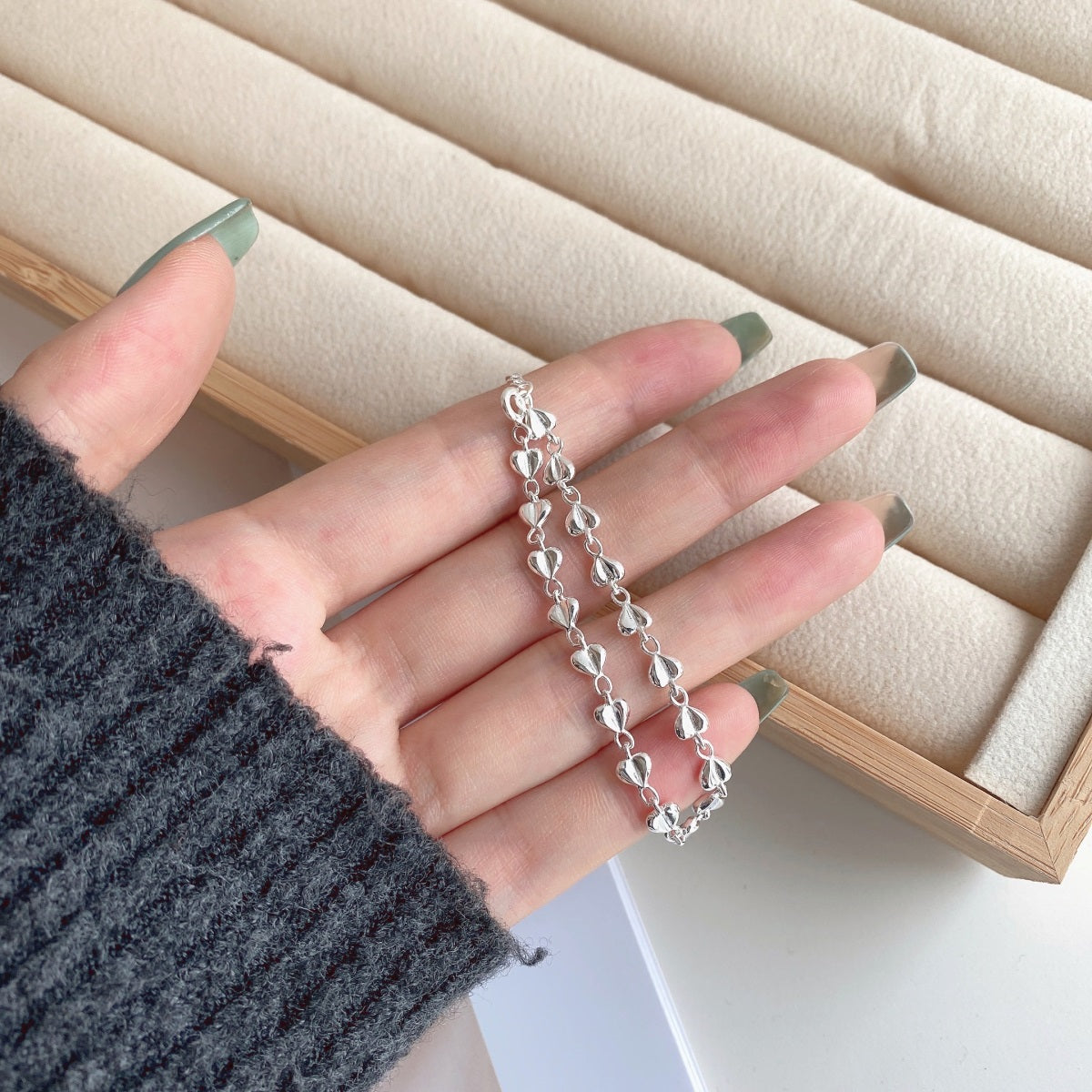 Anyco Bracelet Fashion 925 Sterling Silver Jewelry Mujeres Pulseras Heart Charm Bracelets Bangles For Women-Bracelets-PEROZ Accessories