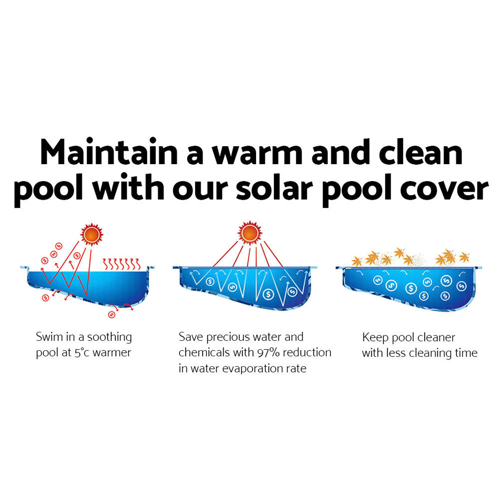 Aquabuddy Pool Cover 8x4.2m 400 Micron Swimming Pool Solar Blanket Blue-Pool Covers-PEROZ Accessories